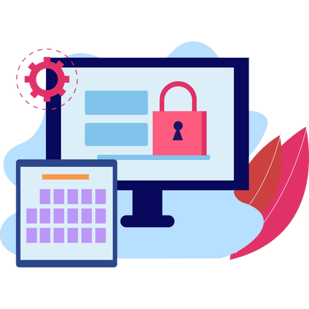 Account security protection is displaying on the monitor  Illustration