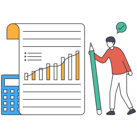 Accountant analysing business growth  Illustration