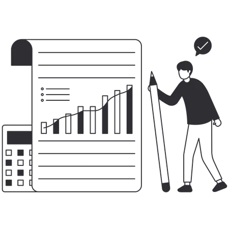Accountant analysing business growth  Illustration