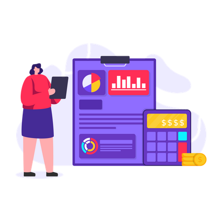 Accountant analyzing expenditure  Illustration