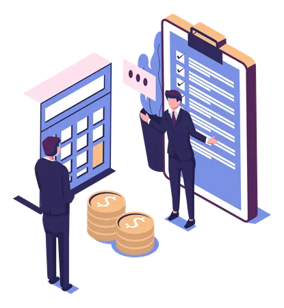 Accountant Appointment Flat Style Isometric Illustration Vector Design イラスト