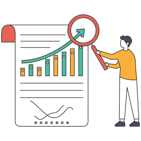 Accountant doing auditing of business report  Illustration