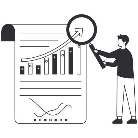 Accountant doing auditing of business report  Illustration