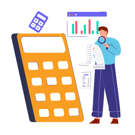 Accountant finding budget receipt  Illustration