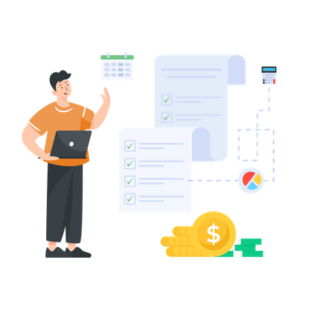 Accountant handling financial audit  Illustration