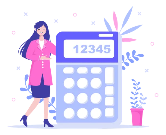 Accountant lady showing calculator Illustration