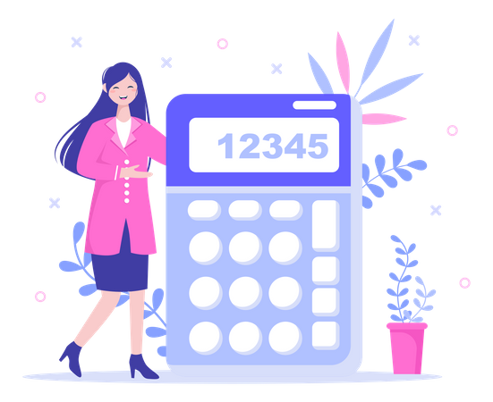 Accountant lady showing calculator  Illustration