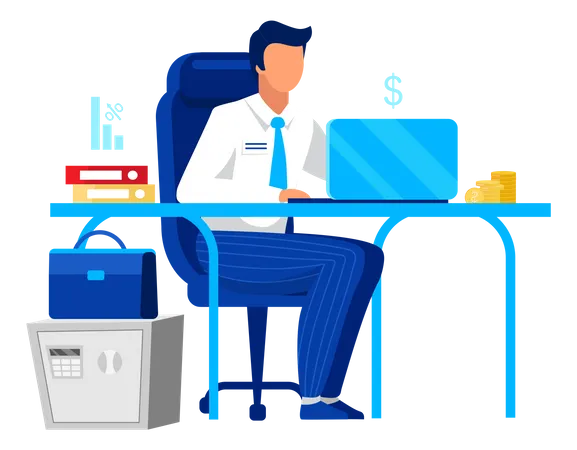 Accountant manages business finance Illustration
