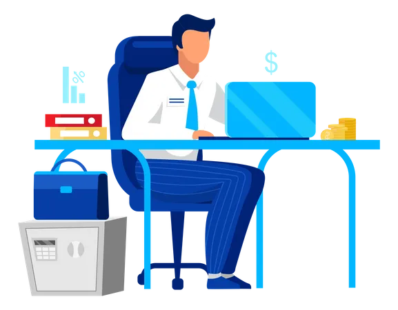 Accountant manages business finance  Illustration