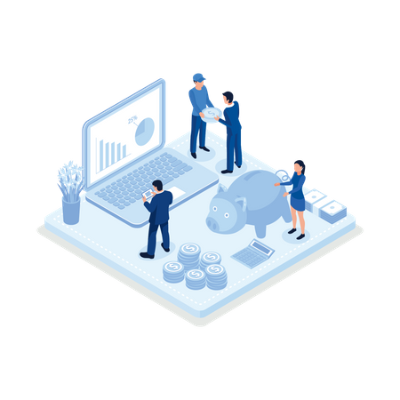 Accountant managing budget and making savings  Illustration