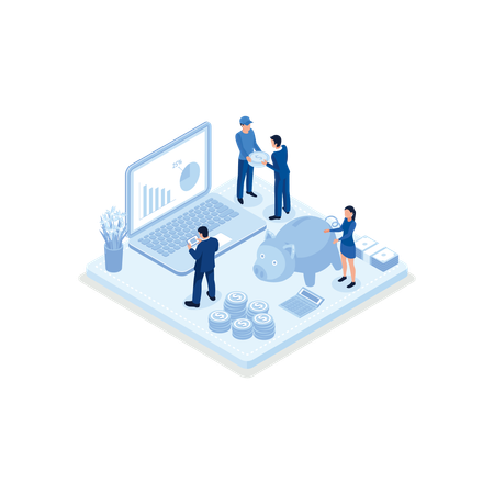 Accountant managing budget and making savings  Illustration