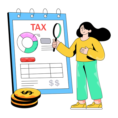 Accountant prepares online Tax Paper  Illustration
