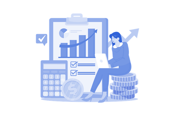 Accountant preparing business financial budget  Illustration