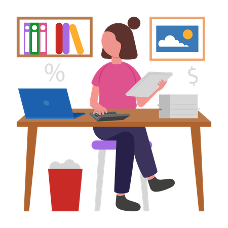 Accountant preparing client's documents  Illustration