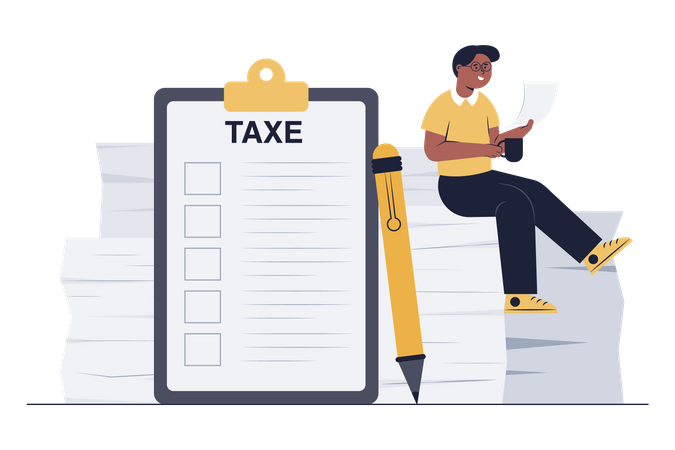 Accountant preparing tax filing Illustration