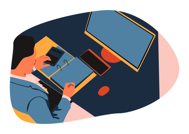 Accountant working on desk  Illustration