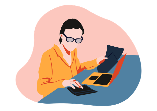 Accountant working on desk  Illustration
