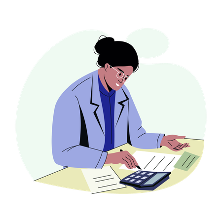 Accountant works in office  Illustration