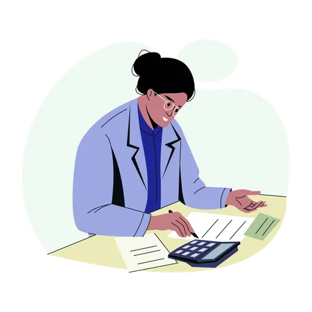 Accountant works in office  Illustration