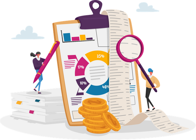 Accountants analysis finance report  Illustration