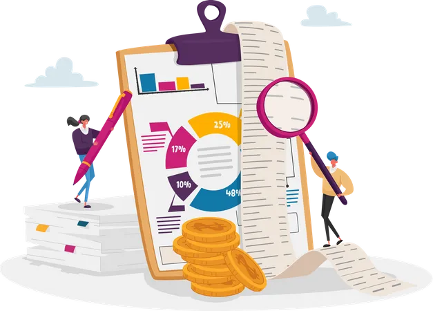 Accountants analysis finance report  Illustration