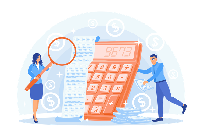 Accountants calculate financial statements  Illustration