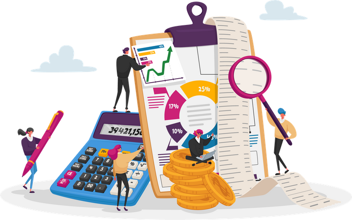 Accountants calculating finance Illustration