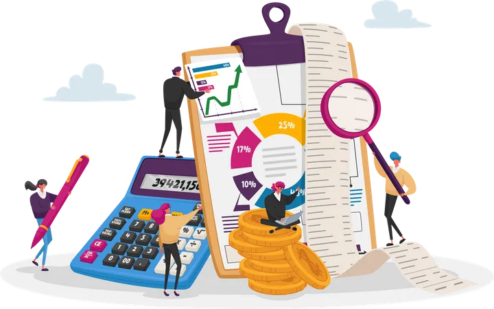 Accountants calculating finance  Illustration