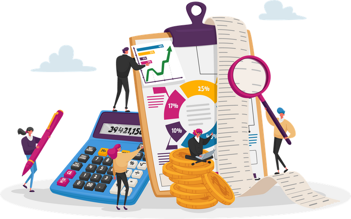 Accountants calculating finance  Illustration