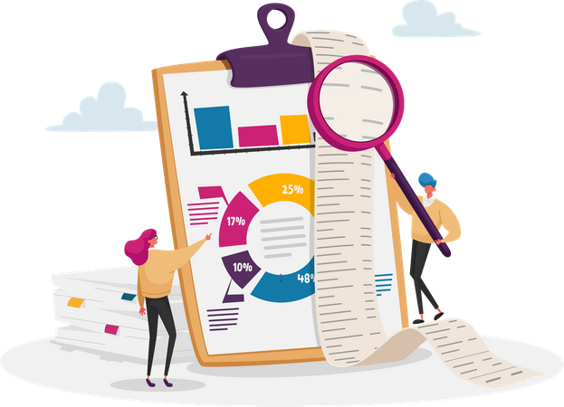 Accountants checking financial report  Illustration