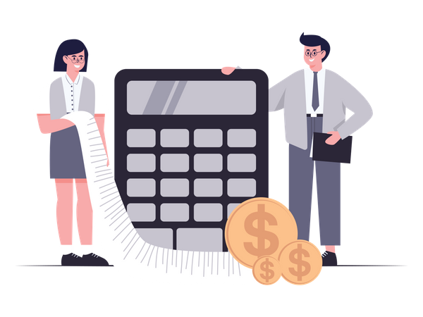 Accountants doing budget calculation  Illustration