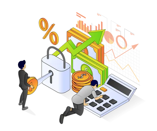 Isometric Style Illustration Of Business And Financial Security Illustration