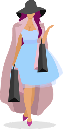 Fashionista accro au shopping  Illustration