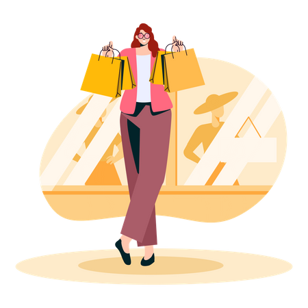 Femme accro au shopping  Illustration
