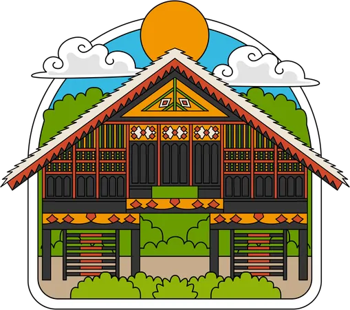 Casa tradicional de aceh  Ilustração