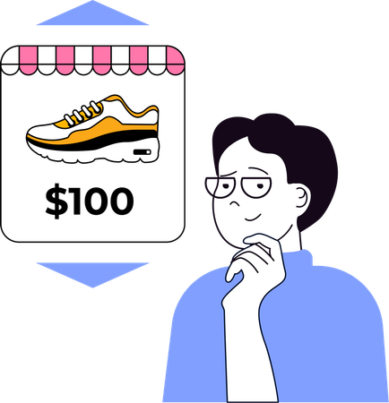 Homme effectuant un achat de chaussures  Illustration