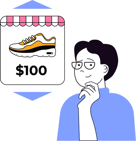 Homme effectuant un achat de chaussures  Illustration