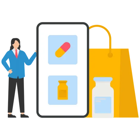 Acheter des médicaments en ligne sur smartphone  Illustration
