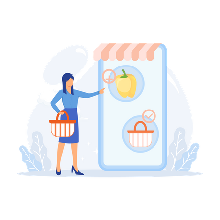 Acheter des produits d'épicerie en ligne  Illustration