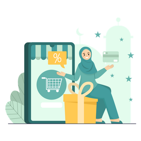 Achats de cadeaux en ligne  Illustration