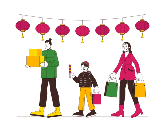 Ventes de Noël pour le Nouvel An chinois  Illustration