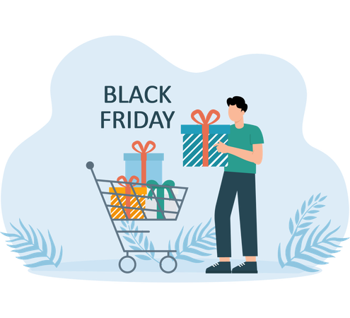 Achats du Black Friday effectués par un employé  Illustration