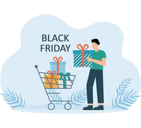 Achats du Black Friday effectués par un employé  Illustration