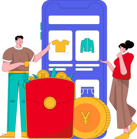 Shopping en ligne  Illustration