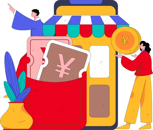 Shopping en ligne  Illustration