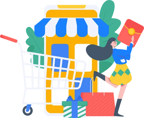 Shopping en ligne  Illustration