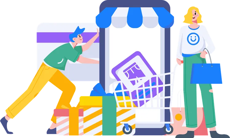 Shopping en ligne  Illustration