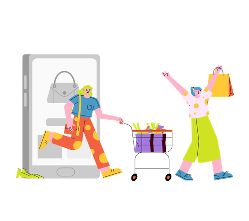 Shopping en ligne  Illustration