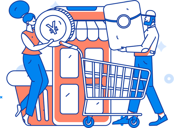 Shopping en ligne  Illustration