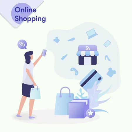 Shopping en ligne  Illustration